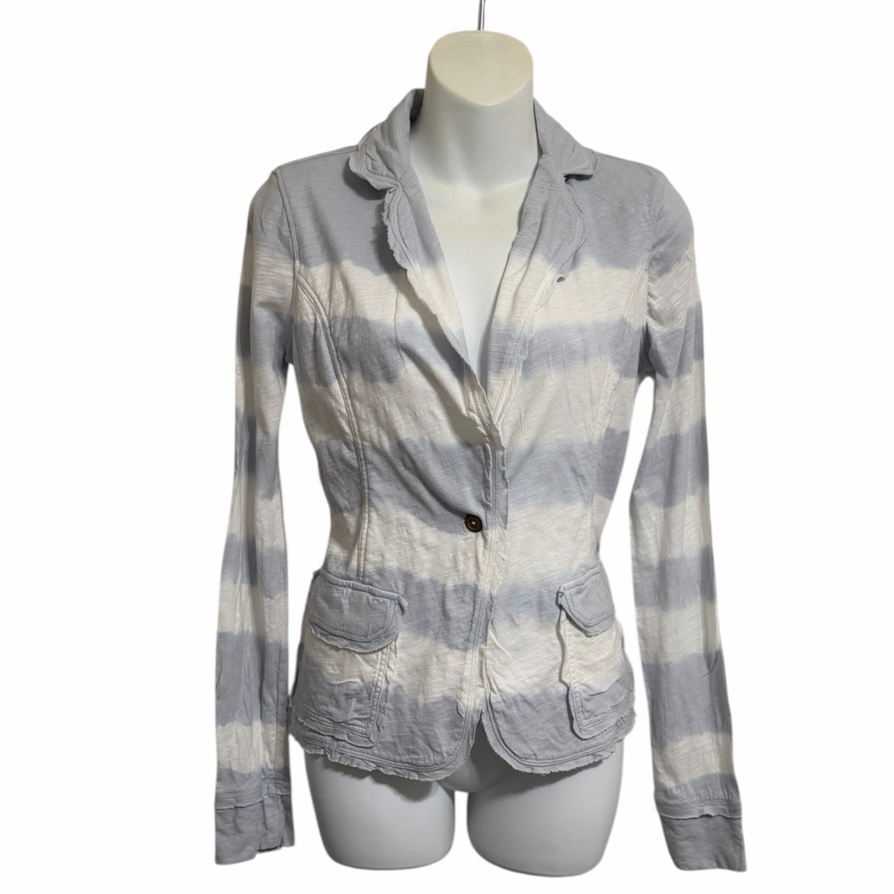Anthropologie Light Blue and Cream Striped Blazer